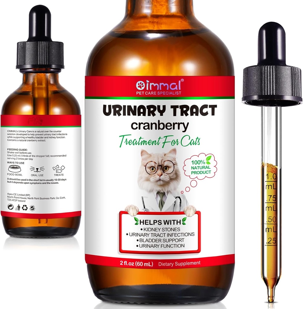 Urinaire Tract voor katten, Natuurlijke Kat Urinaire Tract druppels - Ondersteunt Bladder, Niersteen & Hond Uti Relief, Cranberry Nierblaas druppels, Kruidensupplement voor katten, Kip smaak - 60 ml / 2.02oz