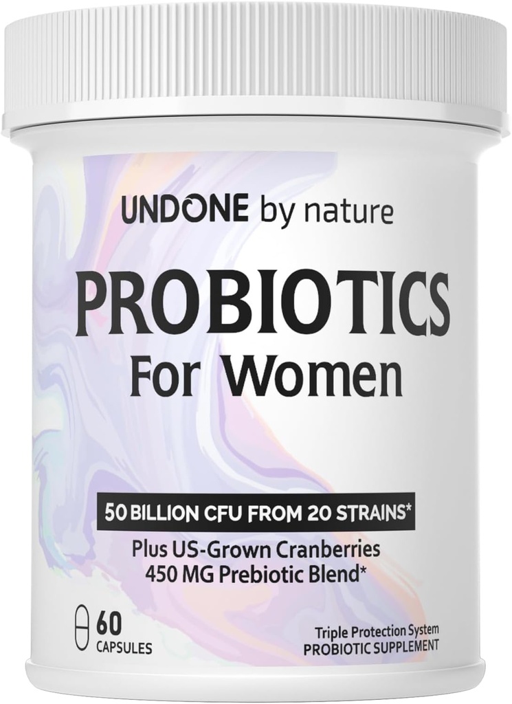 Probiotic for Women, 50 Billion CFU Women's Probiotics with Prebiotics, Plus US-Grown Cranberry, GI Support, Women's Health, Triple Protection System, Delayed Release, 60 Capsules