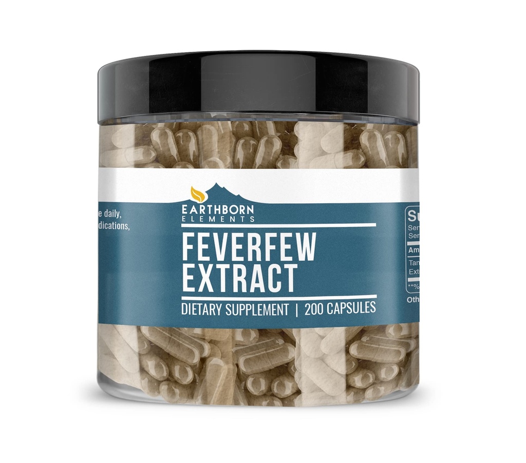 Earthborn Elements Feverfew Extract 200 Capsules, Pure & Onverdund, Geen Additieven