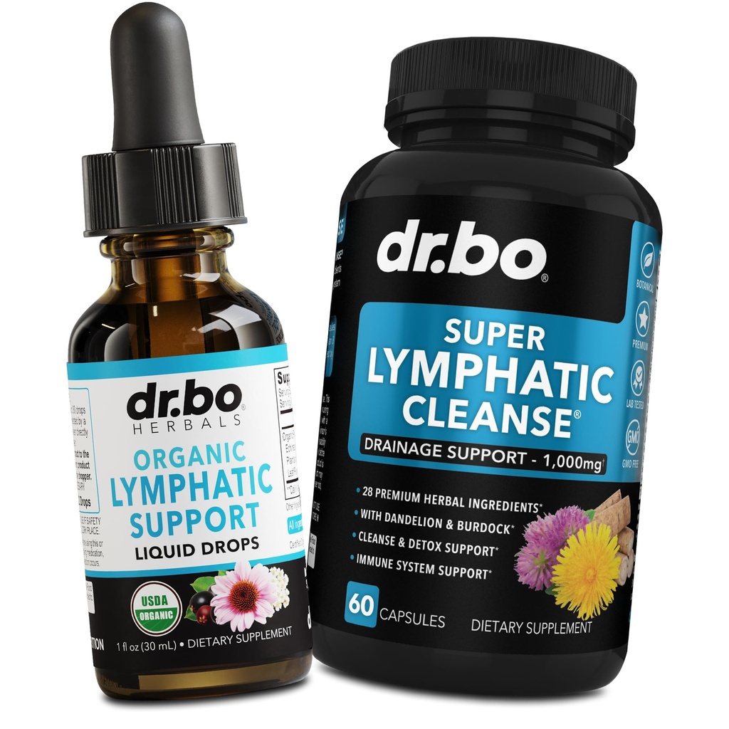 Lymfatische Drainage Supplementen Drops & Pills - Biologische Lymfatische ondersteuning Liquid Drops Reinigen Capsules met Echinacea, Gember, Dandelion, Red Root Supplement Lymph Node Detox Cleanse System Drainage