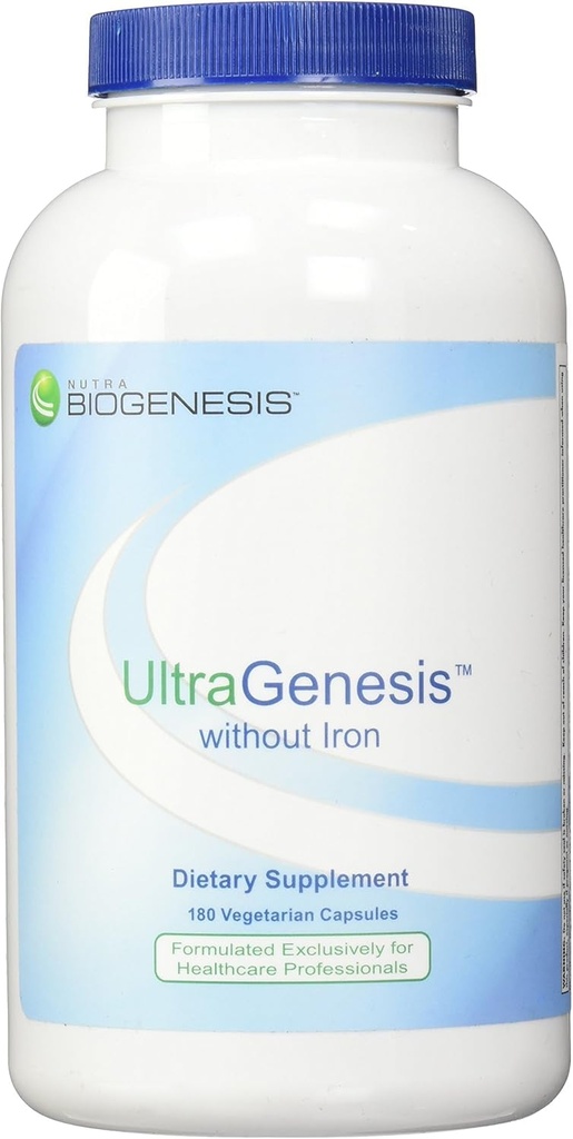 Nutra BioGenesis UltraGenesis - Multivitamine zonder ijzer voor vrouwen en mannen, Immune Ondersteuning voor 50+ met vitamine A, C, D, E en mineralen Calcium, Zink + Meer, Plant Based - 180 Vegan Capsules