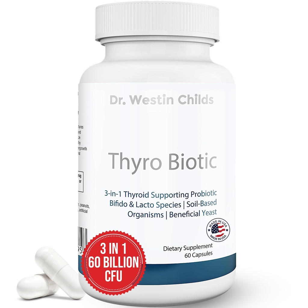 Dr. Westin Childs Thyro Biotic | Probiotic for Women - Support Thyroid, Digestive Health & Hormones | Saccharomyces boulardii, Bacillus coagulans, lactobacillus & bifido 60 Billion CFU | 30 Servings