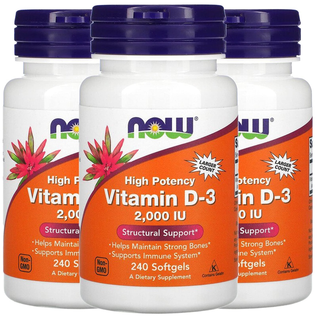 Nu Foods Now Foods Vitamine D-3, 50 mcg (2.000 IE), 240 Softgels, 3 Pack