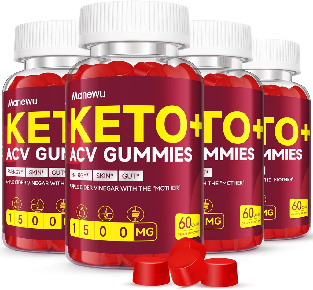 Keto ACV Gummies - 1500mg Apple Cider Vinegar met moeder - Vegan, Non-GMO,Organic Apple Cider Vinegar Gummies for Women Mannen, Detox & Cleanse, 4 Pack