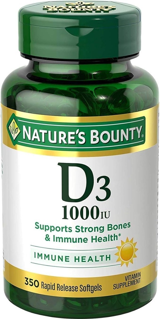 Nature's Bounty Bounty D-1000 IE Dieetsupplement Rapid Release Liquid Softgels 350 ea (Pack of 2)
