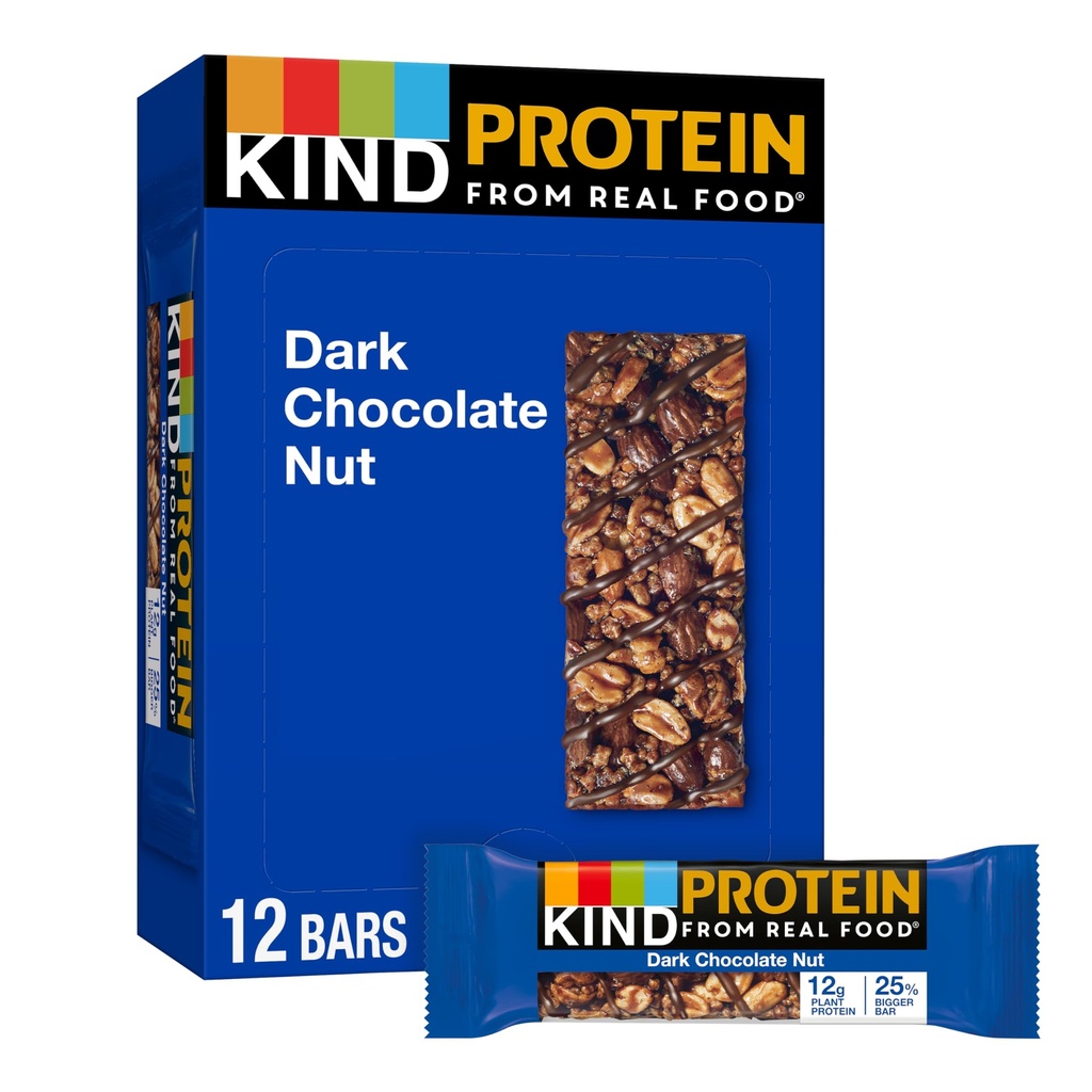 KIND proteïne snackbar, donkere chocoladenoot, gezonde snacks, glutenvrij, 12g plantaardige proteïne, 12 Tellen