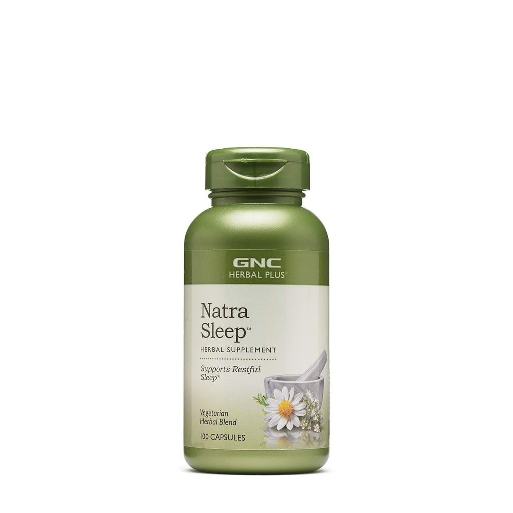 GNC Herbal Plus Natra slaapsupplement, vegetarisch, ondersteunt rustgevende slaap, 50 porties
