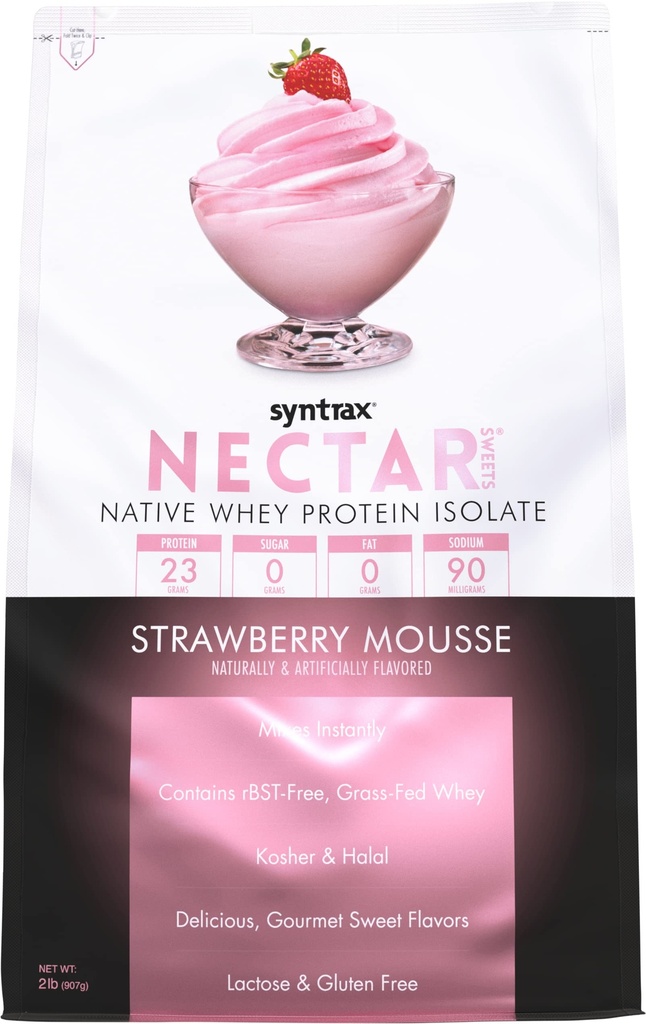 Syntrax Nutrition Nectar Sweets, 100% Wei Isolaat Proteïne Poeder, Aardbei Mousse, 2 lbs