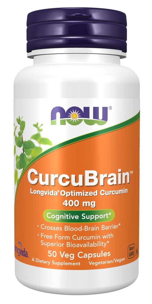 NU Supplementen, CurcuBrainTM 400 mg met Longvida® Optimized Curcumin, 50 Veg Capsules