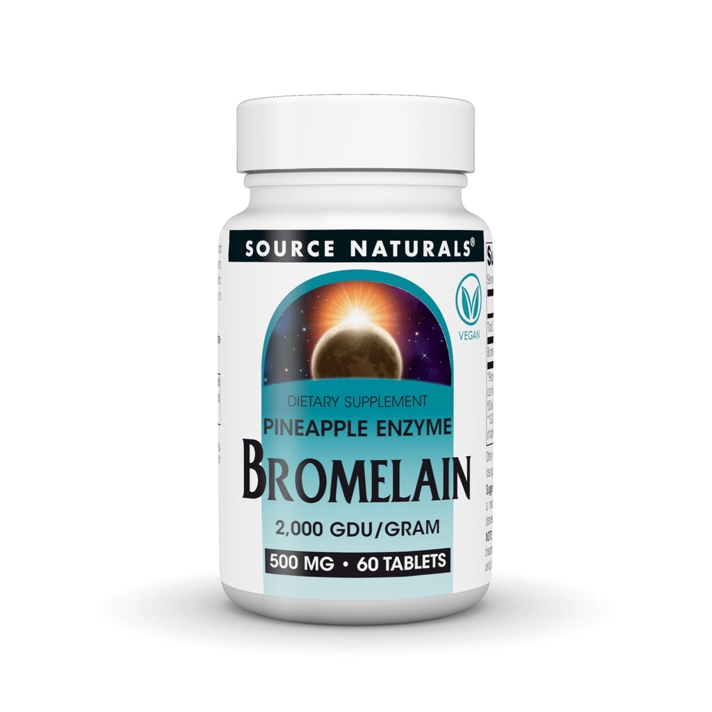 Bron Naturals Bromelain, 2.000 GDU/GRAM, Ananas Enzyme, 500 MG - 60 tabletten