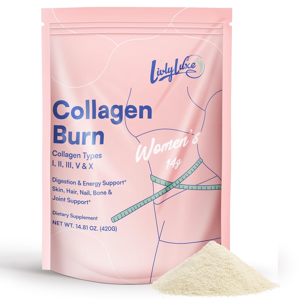 LivLyLuxe Collagen Burn Powder for Women - Weight Loss Supplements for Belly Fat Burning, Metabolism Booster, Designed for Effective and Healthier Fat Loss - 420g