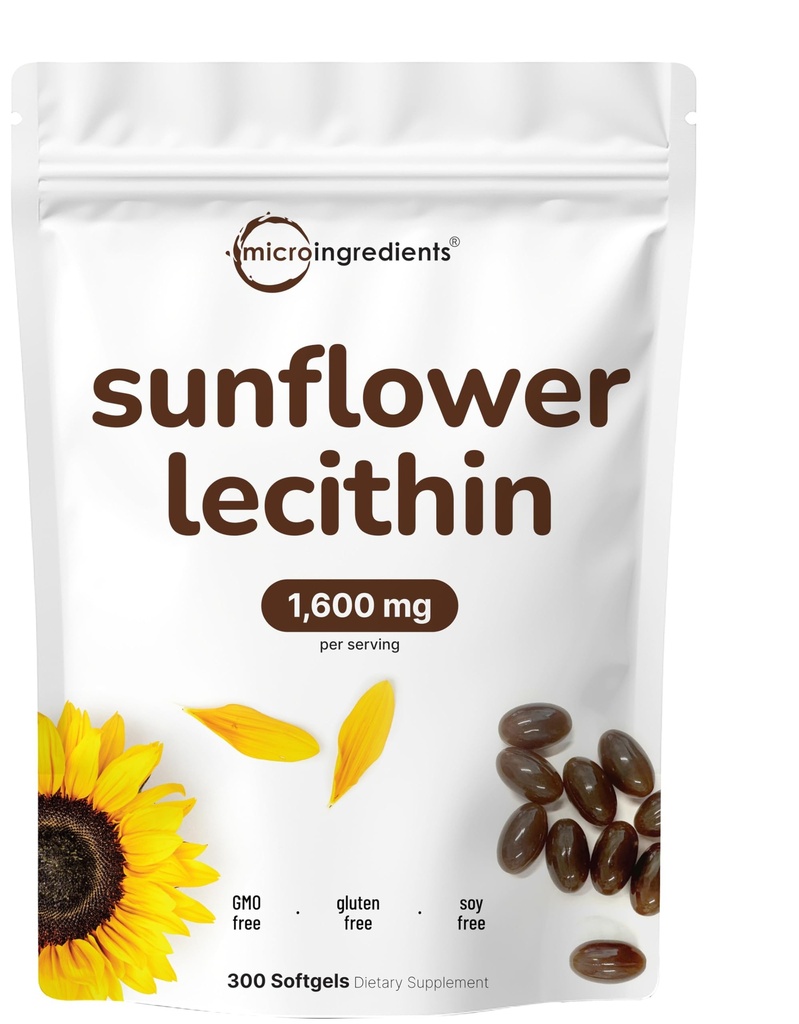 Micro Ingrediënten Zonnebloemlecitijn 1.600mg Per Serving, 300 Softgels 
