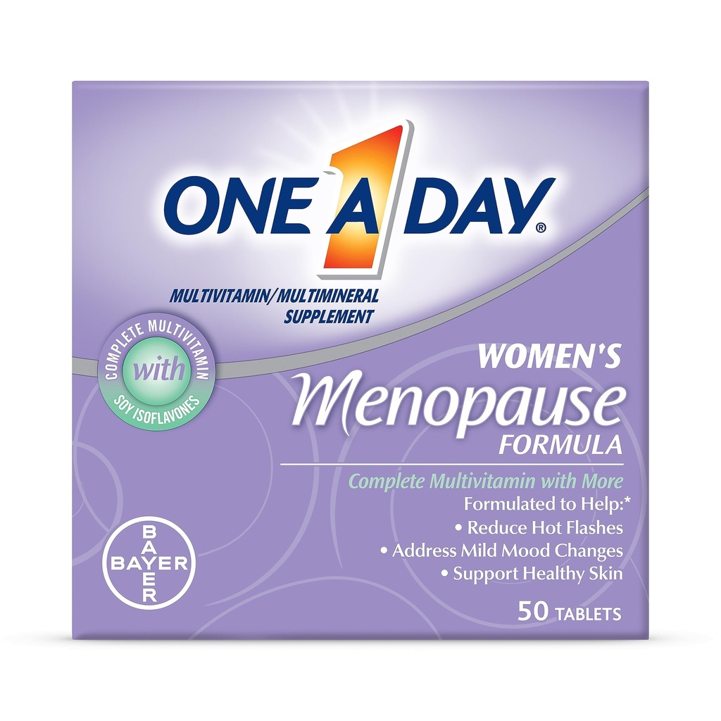 One A Day Vrouwen Menopauze Multivitamine met Vitamine A, Vitamine C, Vitamine D, Vitamine E en Zink voor Immune Health Support, Bot gezondheid, 50 Tellen