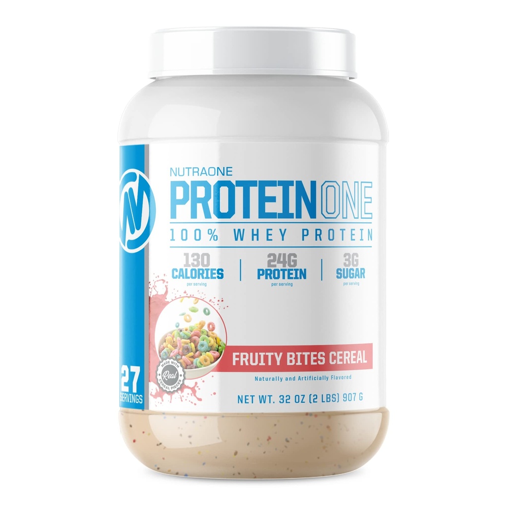 NutraOne ProteinOne Whey Protein Promote Recovery and Build Muscle with a Proteine Shake Powder for Men & Women (Fruity Bites Cereal - 2 lbs.)