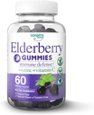 Vlierbessen Gummies met vitamine C en zink - Immune Booster Vlierbessen Gummies voor volwassenen en kinderen - Vegan Natuurlijke Ingrediënten Verdediging Multivitamines met Antioxidant Ondersteuning (60 Gummies)