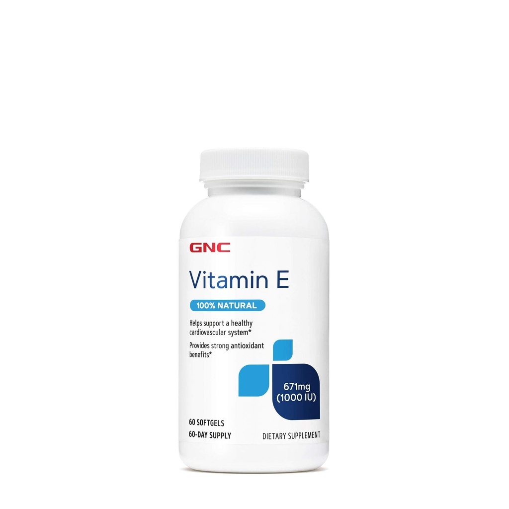 GNC Vitamine E 100% natuurlijk 1000IE - 60 Softgels, 60 porties