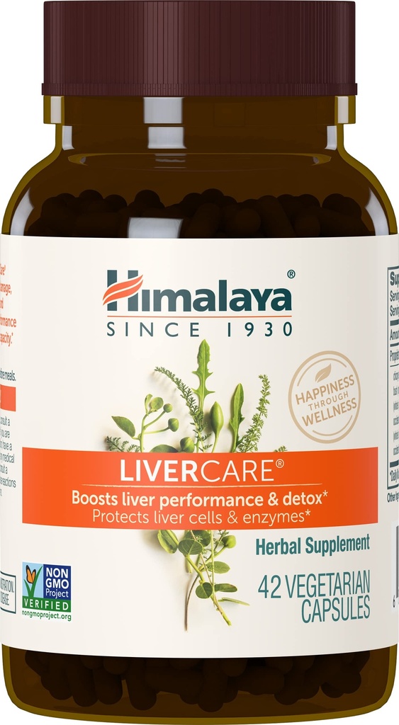 Himalaya LeverCare - Herbal Lever Ondersteuning Promoting Waste Eliminatie, Lever Reiniging, Detox, en Bile Productie - Vegan, Non-GMO, Glutenvrij, 375 mg, 42 Capsules
