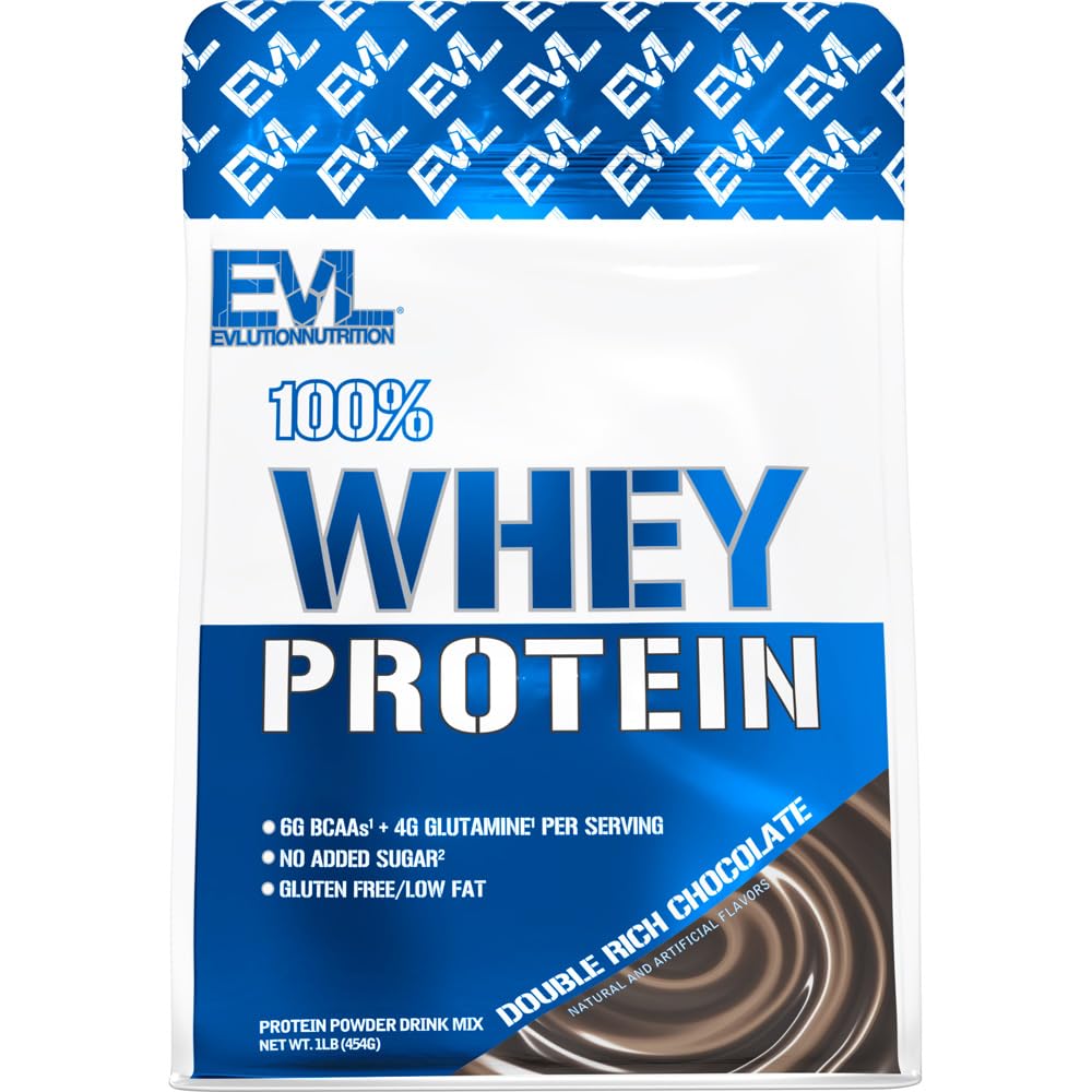 Evlutie Voeding 100% Wei Proteïne, 25g Wei Proteïne, 6g BCAA's, 4g Glutamine, Glutenvrij (1 LB, Double Rich Chocolate)