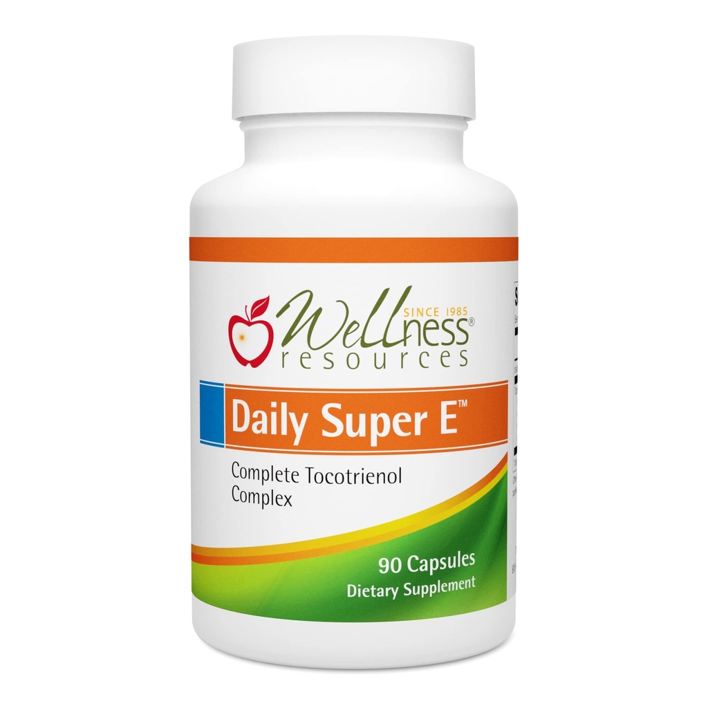 Wellnessbronnen Daily Super E - Tocotrienol Vitamine E Complex: Sojavrije volledig spectrum Vitamine E met Delta, Gamma & Alpha Tocotrienols voor Antioxidant Bescherming, Natuurlijke Bron, Non-GMO (90 Caps)