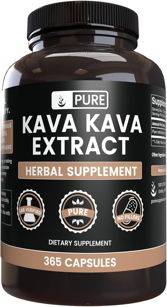 PURE ORIGINEEL INGREDIËNTEN Kava Kava (365 capsules) Geen Magnesium of rijstvullers, altijd zuiver, lab geverifieerd
