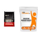 Optimale voeding Gold Standard 100% Wei Proteïne Poeder, Vanille Ice Cream, 10 pond (Verpakking mei Vary) & BulkSupplements Micronized Creatine Monohydraat Poeder (1 Kilogram)