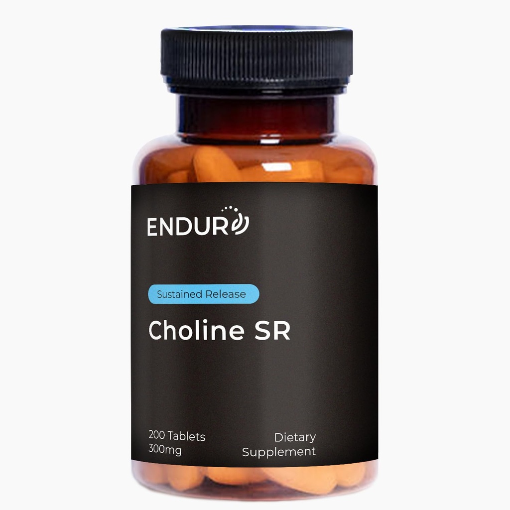 Endur Choline L(+) Bitrate, Brain & Lever Ondersteuning Supplement voor het helpen Houd uw geest scherp, essentieel voor foetusontwikkeling, 300 mg (200 tabletten)