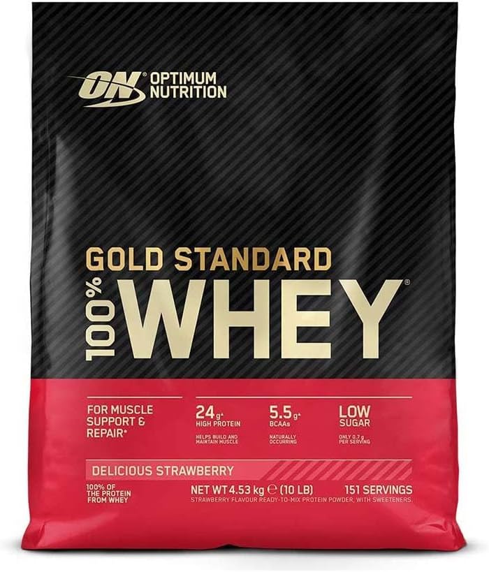 Optimale voeding Gold Standaard 100% Wei Proteïne Poeder, Vanille Ice Cream, 10 pond (Verpakking mei Vary)