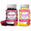Lunakai Beetwortel en Collageen Gummies Bundle 200mg Gehydrolyseerde Collageen Gummies voor vrouwen en mannen met Biotine, Zink, Vitamine C en E - Non-GMO Anti Aging