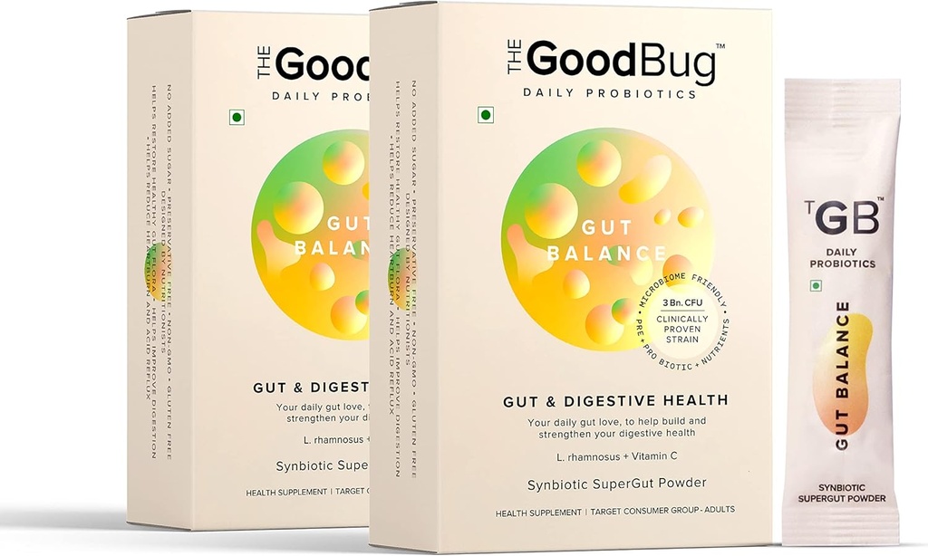 Gut Health & Immunity Probiotic for Men & Women, Strong Digestief & Immunity Support Gut Balance Supplement Stick - Probiotica + Inulin + Vitamine C 3Bn CFU van klinisch bewezen Strains - 60 Days Pack