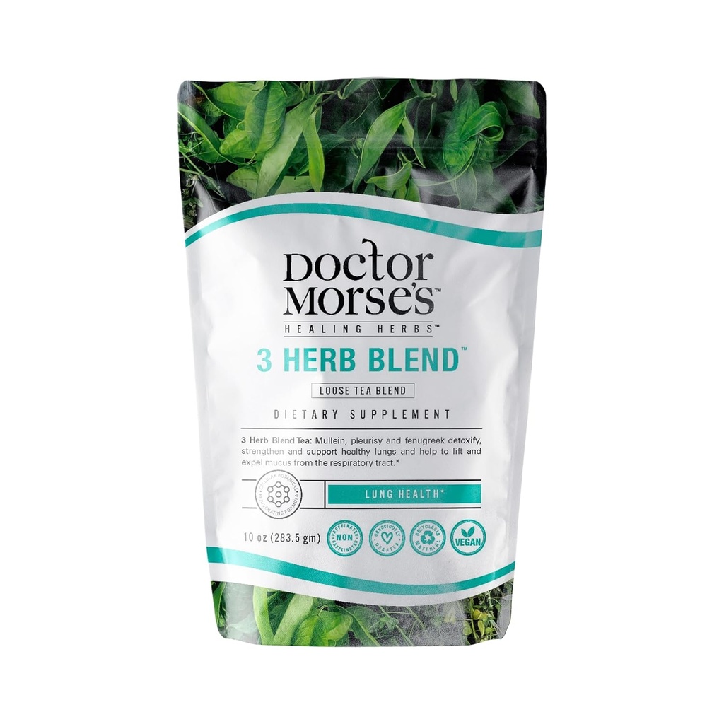 Doctor Morse's - Mullein Leaf Tea - 3 Herb Blend Thee - 86 Servers, 7oz - Cafeïnevrij - Uitgebreide Lung & Respiratory Support - Mullein Leaf, Pleurisy Root & Fenegriek Extract
