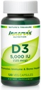 Vitamine D3 5000 IE Boost Immune, Support Bone & Teeth, Makkelijk door te slikken 120 Veg Capsules