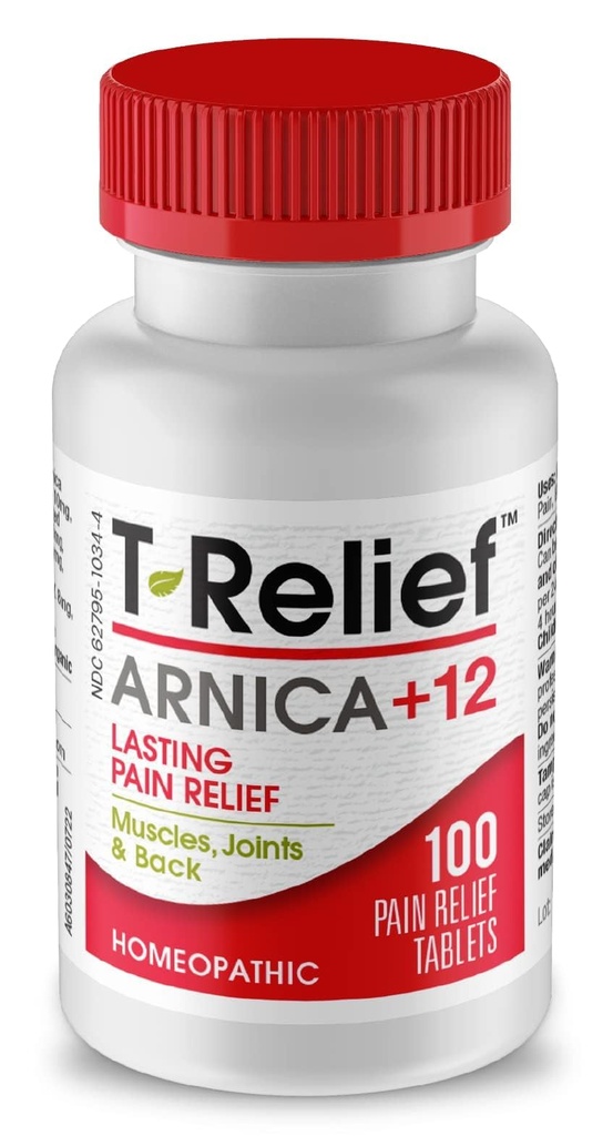 T-Relief Arnica +12 Natural Actives - Fast-Active Formula for Women & Men - 100 Tablets