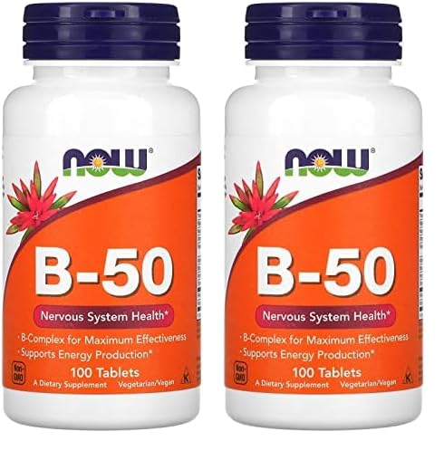 NOW Supplementen, Vitamine B-50 mg, Energieproductie*, Zenuwstelselgezondheid*, 100 tabletten (verpakking van 2)