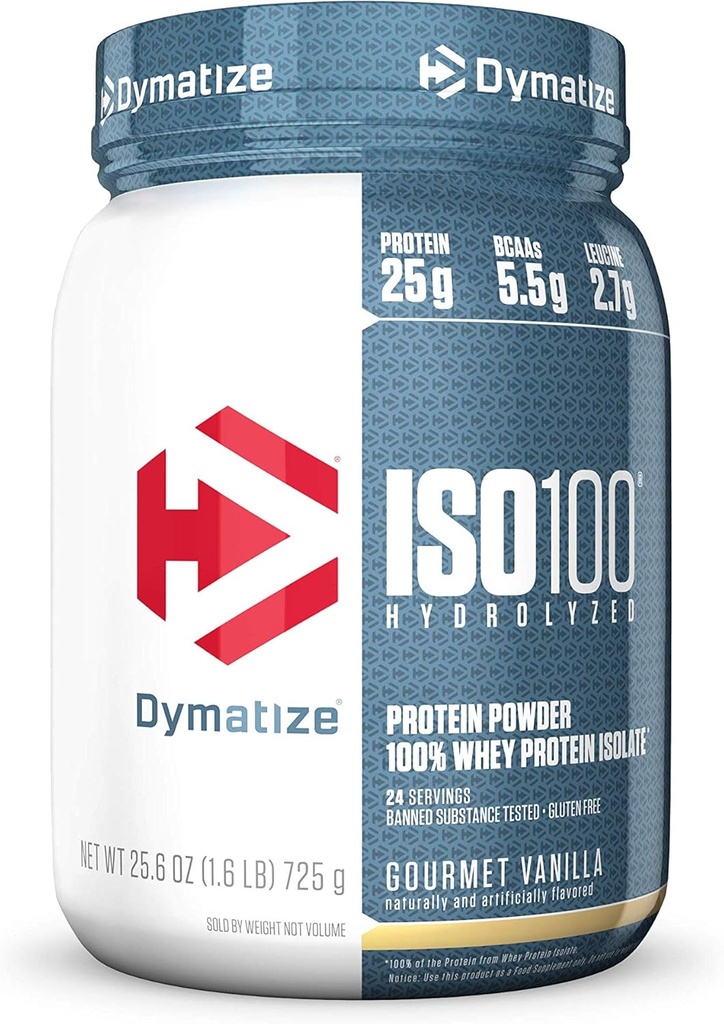 Dymatize ISO100 Gehydrolyseerde proteïnepoeder, wit, Gourmet Vanille, 25,6 Ounce