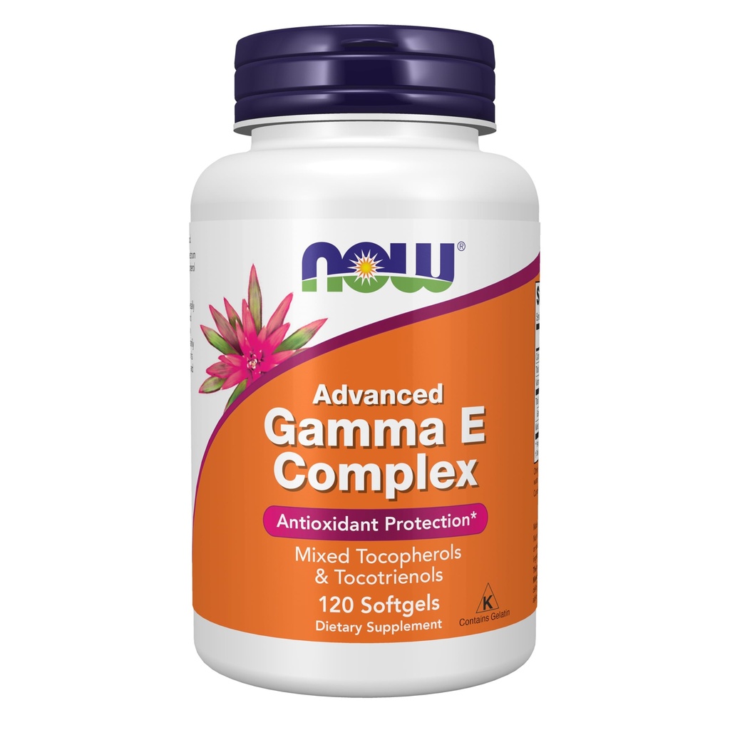 NOW Supplementen, Advanced Gamma E Complex, Mixed Tocoferols & Tocotrienolen, Antioxidant Protection*, 120 Softgels