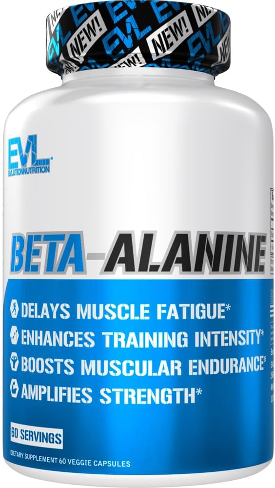 Evlutie Voeding Beta-Alanine Capsules - Verbeter Training Intensity - 60 Tel Beta-Alanine Supplement voor mannen en vrouwen - Vertraging Spiervermoeidheid, Boost Endurance, Versterk sterkte