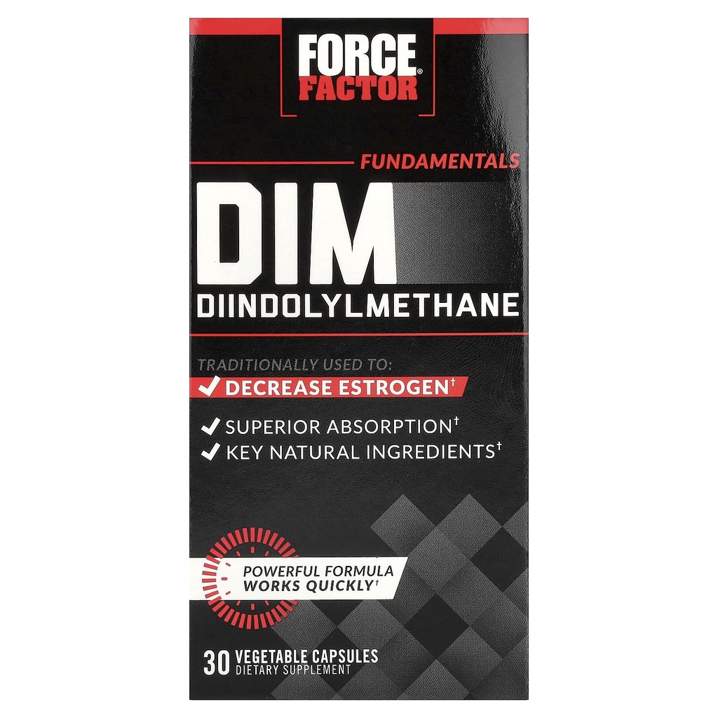 Krachtfactor DIM Pillen om Estrogeen bij mannen te verminderen, Diindolylmethaan supplement met belangrijke natuurlijke ingrediënten en superior Absorptie, Diindolylmethaan 300mg, werkt snel, 30 capsules
