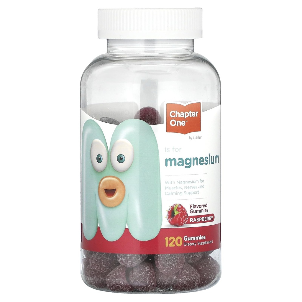 Hoofdstuk Een Magnesium Gummies voor kinderen & volwassenen - Natuurlijke Kalmte Gummies - Kalm Magnesium Citraat - Bot en spierfunctie Supplementen voor kinderen & volwassenen - Mood Support, Kosher Raspberry Flavor (120)