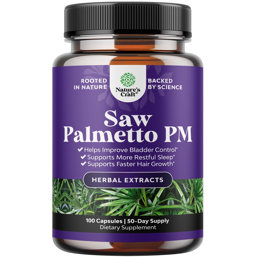 Nighttime Defense Saw Palmetto voor mannen - Saw Palmetto Extract Prostaat Supplement voor mannen helpen verminderen nacht urinefrequentie Urgente en overactieve blaas met Lycopeen Pompoenzaad en Melatonine