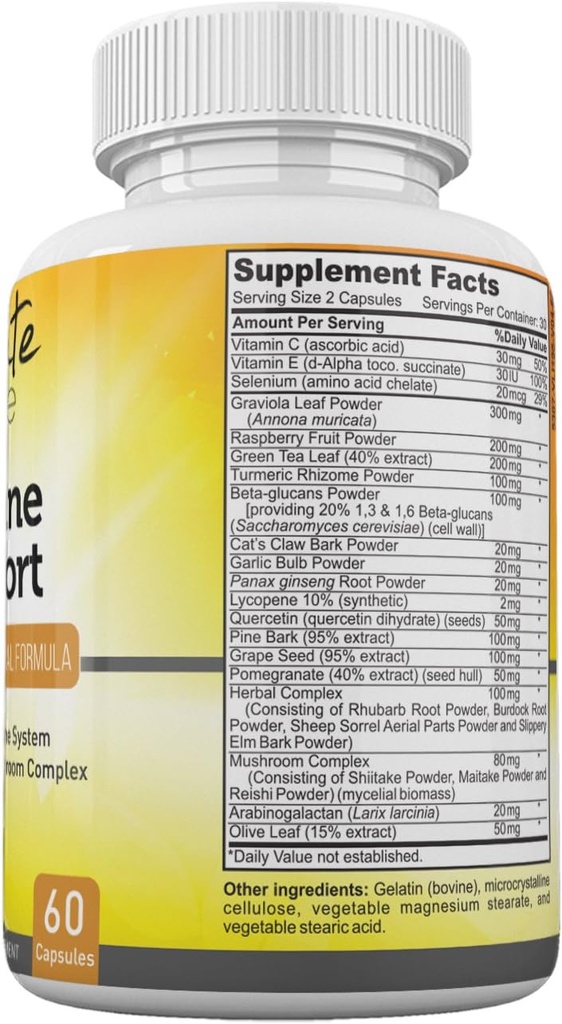 Amate Life Immuun Ondersteuning Maximale verdediging - Immuunsysteem Booster Vitaminen C & E Mushroom Supplement Plus 20 Actieve Ingrediënten Antioxidanten Immuniteit Booster Mannen en Vrouwen 60 Capsules Made in USA