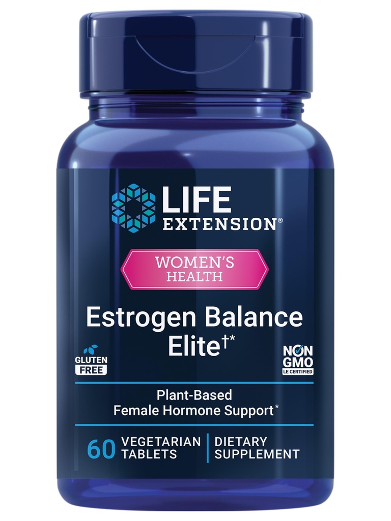 Life Extension Estrogen Balance Elite, Menopauze Support Supplement, Hormone Balance, warme Flashes, Night Sweats, Vaginale droogheid, Glutenvrije, Non-GMO, Vegetarische, 60 tabletten.