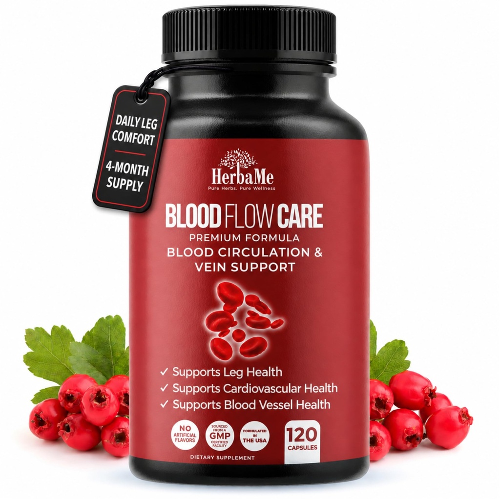 Bloedcirculatie Supplement, 120 Capsules, Ondersteunt Leg Vein, Hart, Schepen en Cardiovasculaire Gezondheid met Niacin, L-Arginine, Ginger, Cayenne Pepper, Hawthorn, Diosmin, Bloedstroom pillen