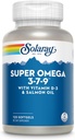 SOLARAY Super Omega 3 7 9 Ondersteunt gezonde huid, Meer EPA, DHA, essentiële vetzuren van visolie Mini Softgel, 120ct
