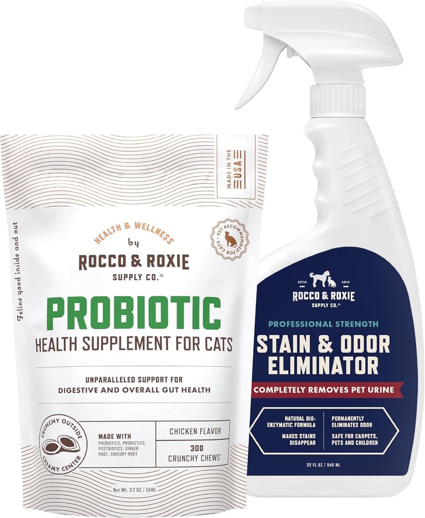 Rocco & Roxie Cat Probiotische Supplementen & Stain & Odor Eliminator Bundle