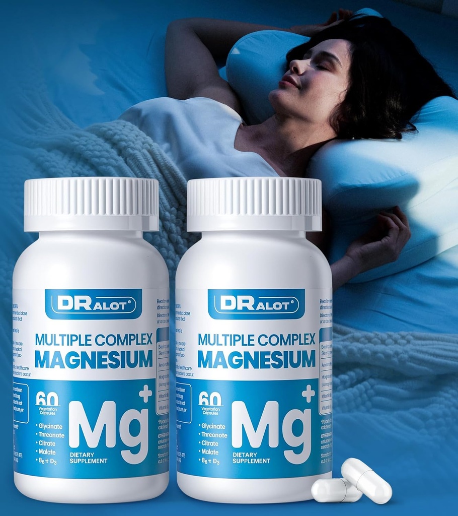 Quadruple Magnesium Supplement, 400 mg chelaat Magnesium Glycinate, L-threonate, Citrate & Malate 