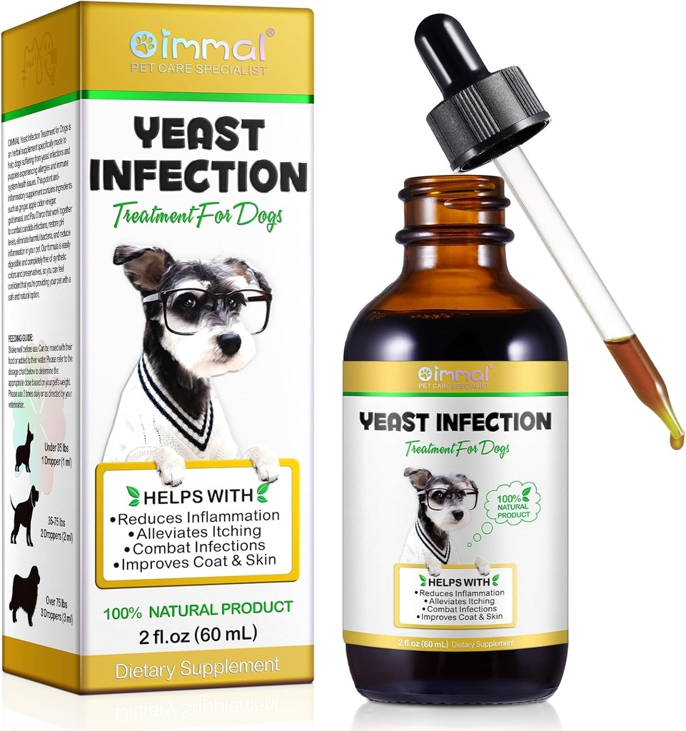 Gistinfectie behandeling voor honden, hond oor infectie behandeling hond gist oor infectie behandeling voor jeukende hond huid verlichting, hond allergie verlichting, hond oor infectie- 2 Fl Oz / 60 ml