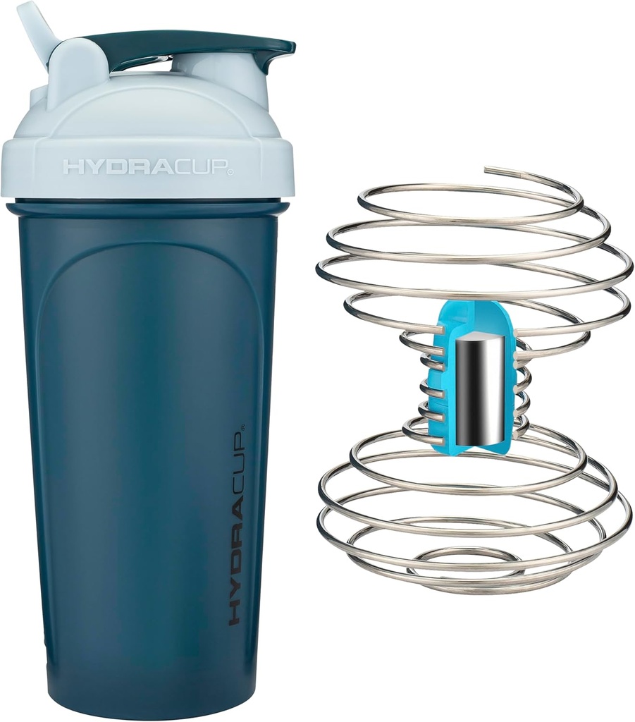 HydraCup Power Shaker w/Weighted Whisk, 28oz - Sneller mengen, minder schudden vereist, Clump-Free Protein Shakes, Shaker Cup (Polypropyleen, Blauw)