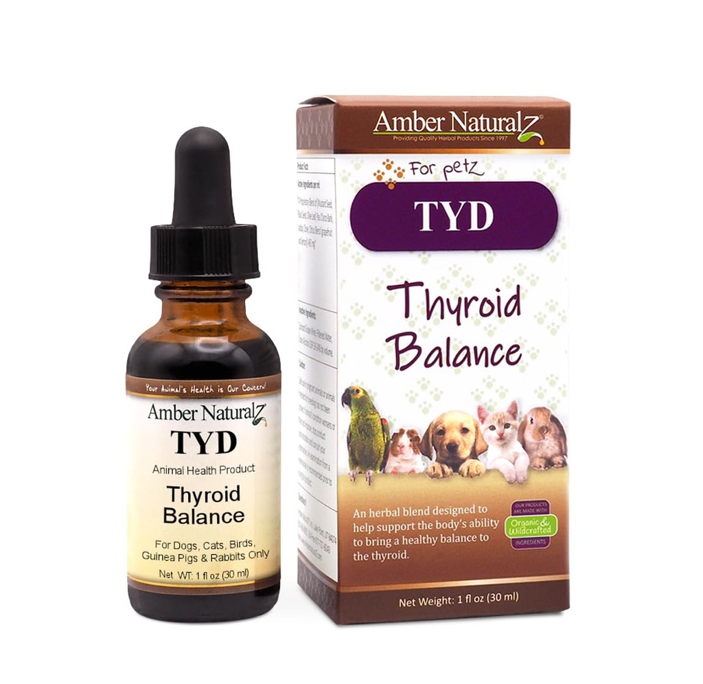 Amber NaturalZ TYD Schildklierbalans Kruidensupplement voor honden, katten, vogels, Guinea Varkens, en Konijnen 