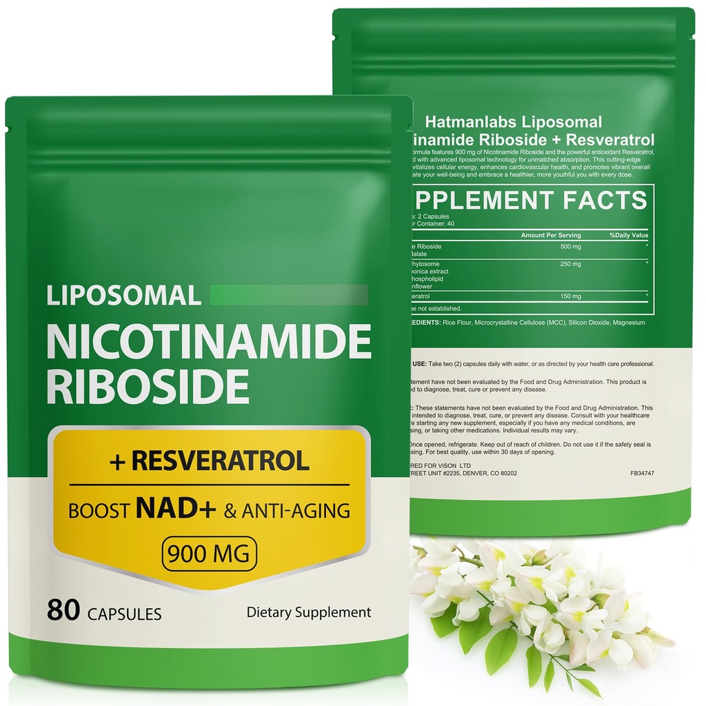 NAD supplement met Nicotinamide Riboside - Resveratrol,liposomale Nicotinamide Riboside,Quercetin - Hoge zuiverheid NAD supplement voor anti-aging, focus, energie 160 capsules (2 zak)