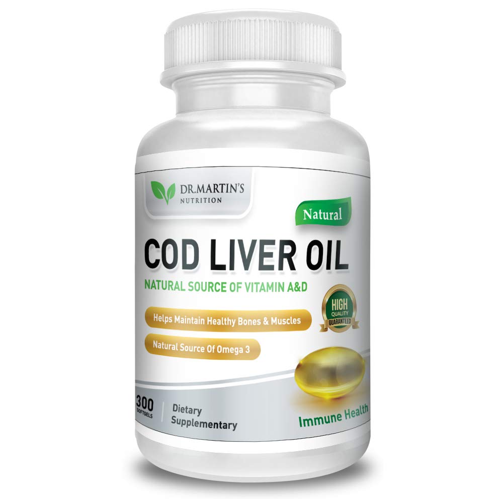 COD Leverolie 300 Softgels Natuurlijke Bron van Omega 3 Vetzuren Triple Strength Best Immune Health, Healthy Bones & Muscle Dietary Supplement